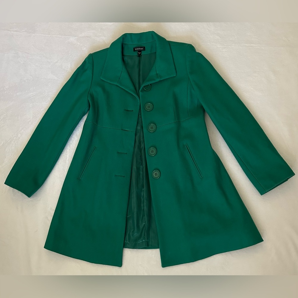 bebe Emerald Green Wool Pea Coat